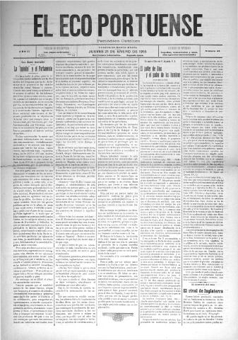 'El Eco portuense periódico católico' - Año 6 Número 43 - 1915 enero 21