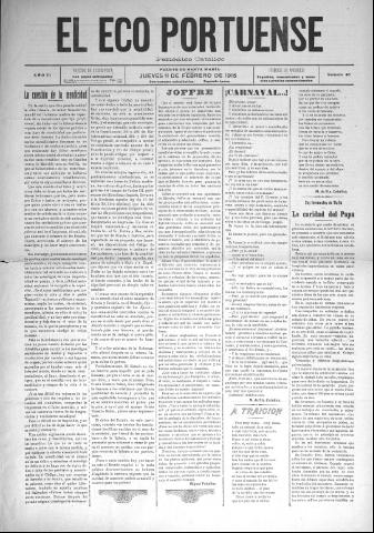 'El Eco portuense periódico católico' - Año 6 Número 46 - 1915 febrero 11