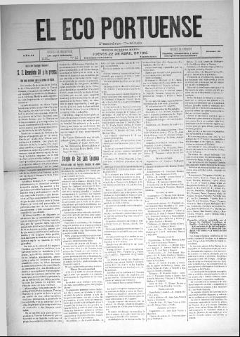 'El Eco portuense periódico católico' - Año 6 Número 54 - 1915 abril 22