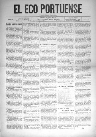 'El Eco portuense periódico católico' - Año 6 Número 57 - 1915 mayo 13