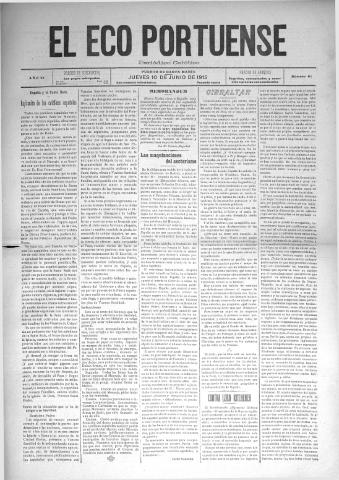 'El Eco portuense periódico católico' - Año 6 Número 61 - 1915 junio 10