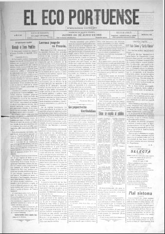 'El Eco portuense periódico católico' - Año 6 Número 63 - 1915 junio 24
