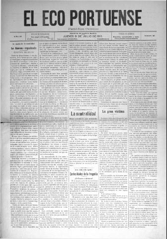 'El Eco portuense periódico católico' - Año 6 Número 65 - 1915 julio 8