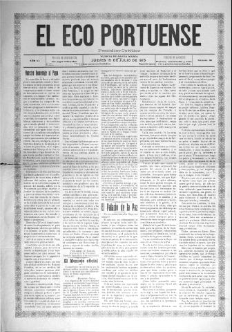 'El Eco portuense periódico católico' - Año 6 Número 66 - 1915 julio 15