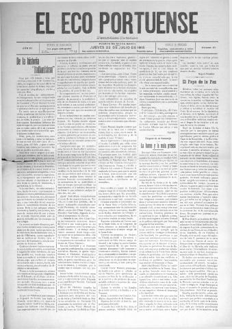 'El Eco portuense periódico católico' - Año 6 Número 67 - 1915 julio 22