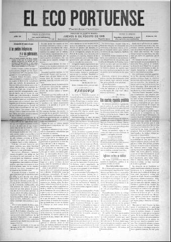 'El Eco portuense periódico católico' - Año 6 Número 68 - 1915 agosto 5