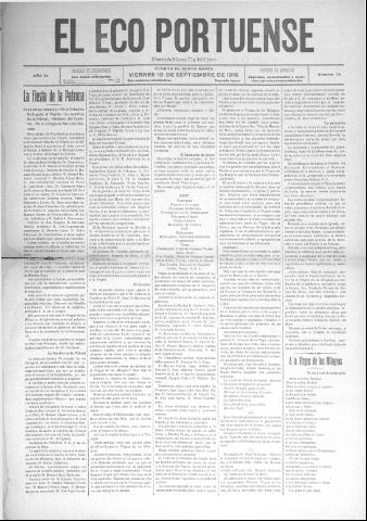 'El Eco portuense periódico católico' - Año 6 Número 73 - 1915 septiembre 10