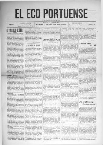 'El Eco portuense periódico católico' - Año 6 Número 74 - 1915 septiembre 17