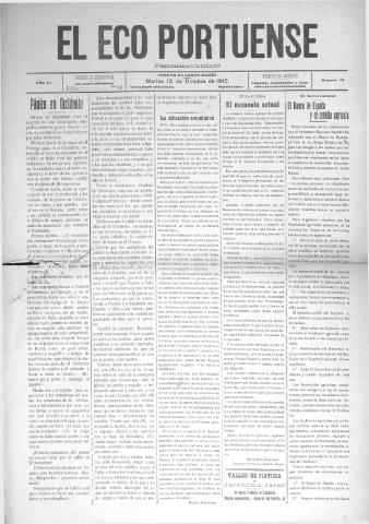'El Eco portuense periódico católico' - Año 6 Número 76 - 1915 octubre 12
