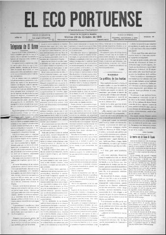 'El Eco portuense periódico católico' - Año 6 Número 78 - 1915 octubre 29