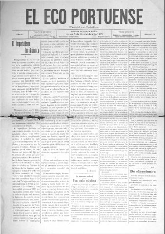 'El Eco portuense periódico católico' - Año 6 Número 79 - 1915 noviembre 8
