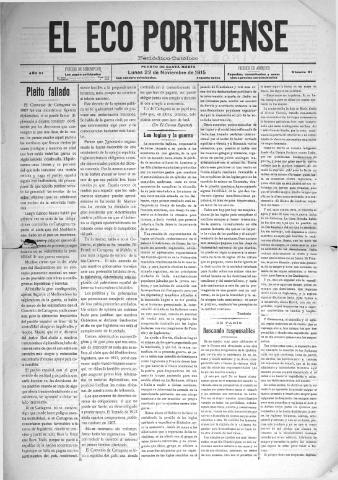 'El Eco portuense periódico católico' - Año 6 Número 81 - 1915 noviembre 22