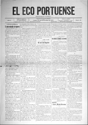 'El Eco portuense periódico católico' - Año 6 Número 82 - 1915 noviembre 29