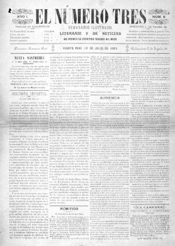 'El número tres : Semanario ilustrado, literario y de noticias' - Año 1 Número 5 - 1903 julio 10