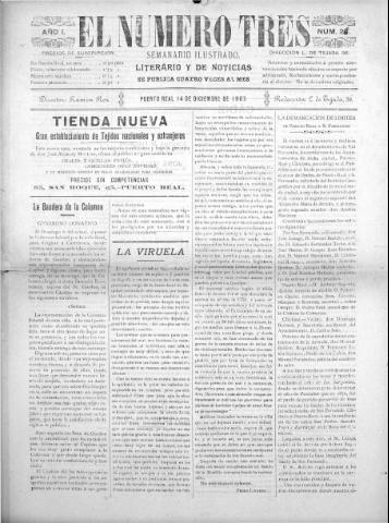 'El número tres : Semanario ilustrado, literario y de noticias' - Año 1 Número 26 - 1903 diciembre 14