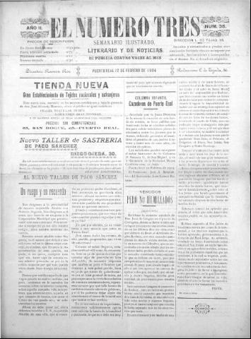 'El número tres : Semanario ilustrado, literario y de noticias' - Año 2 Número 35 - 1904 febrero 22