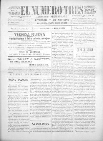 'El número tres : Semanario ilustrado, literario y de noticias' - Año 2 Número 38 - 1904 marzo 17