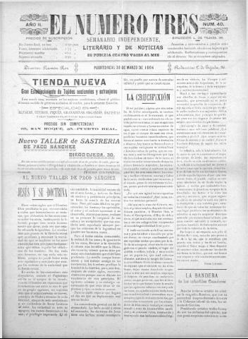 'El número tres : Semanario ilustrado, literario y de noticias' - Año 2 Número 40 - 1904 marzo 30