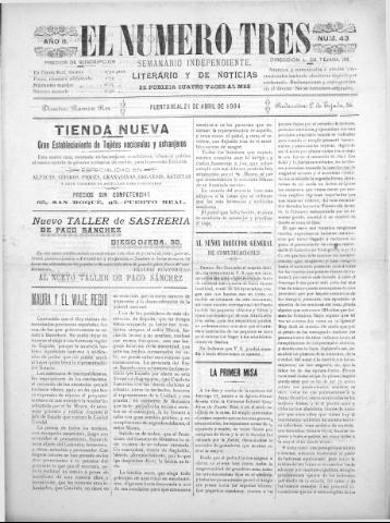 'El número tres : Semanario ilustrado, literario y de noticias' - Año 2 Número 43 - 1904 abril 21