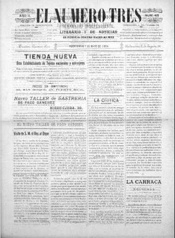 'El número tres : Semanario ilustrado, literario y de noticias' - Año 2 Número 45 - 1904 mayo 7
