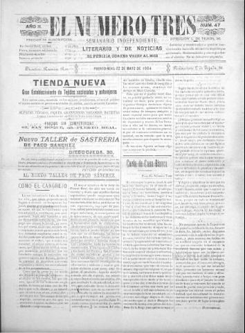 'El número tres : Semanario ilustrado, literario y de noticias' - Año 2 Número 47 - 1904 mayo 22