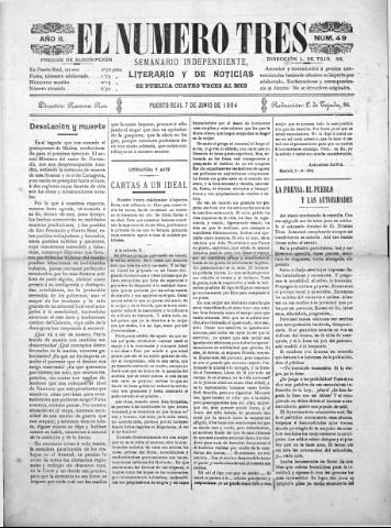 'El número tres : Semanario ilustrado, literario y de noticias' - Año 2 Número 49 - 1904 junio 7