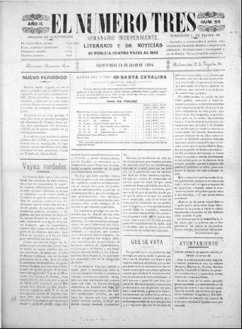 'El número tres : Semanario ilustrado, literario y de noticias' - Año 2 Número 55 - 1904 julio 24