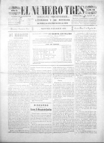 'El número tres : Semanario ilustrado, literario y de noticias' - Año 2 Número 56 - 1904 julio 30