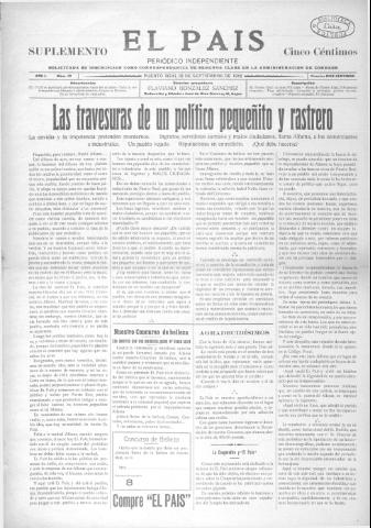 'El País  : periódico independiente' - Año 1 Número 10 - 1916 septiembre 18
