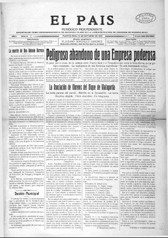 'El País  : periódico independiente' - Año 1 Número 14 - 1916 octubre 14