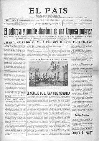 'El País  : periódico independiente' - Año 1 Número 15 - 1916 octubre 21