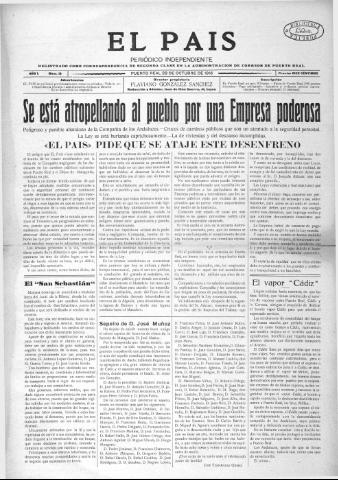'El País  : periódico independiente' - Año 1 Número 16 - 1916 octubre 28