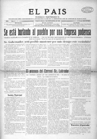 'El País  : periódico independiente' - Año 1 Número 17 - 1916 noviembre 4