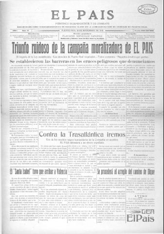 'El País  : periódico independiente' - Año 1 Número 19 - 1916 noviembre 18