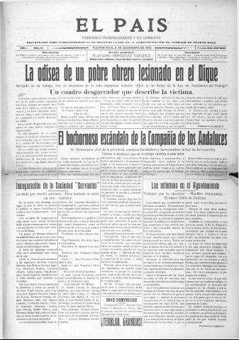 'El País  : periódico independiente' - Año 1 Número 21 - 1916 diciembre 2