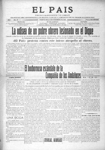 'El País  : periódico independiente' - Año 1 Número 22 - 1916 diciembre 9