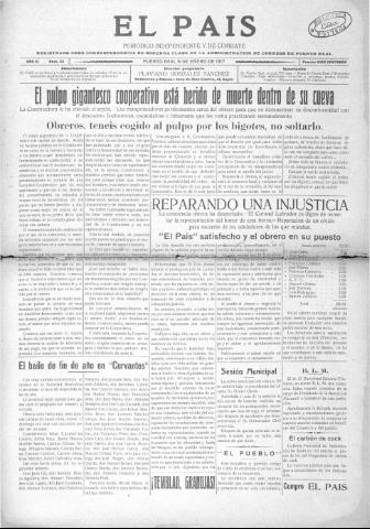 'El País  : periódico independiente' - Año 2 Número 25 - 1917 enero 6