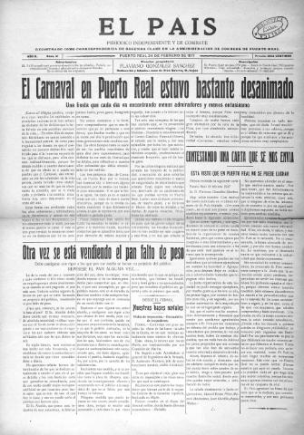 'El País  : periódico independiente' - Año 2 Número 31 - 1917 febrero 24