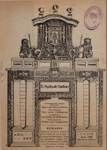 'El practicante gaditano  : Revista mensual, Profesional y Científica' - Año 25 - 1939 junio 1