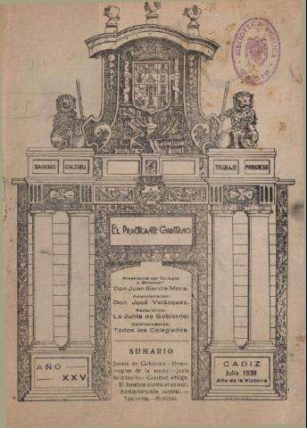 'El practicante gaditano  : Revista mensual, Profesional y Científica' - Año 25 - 1939 julio 1