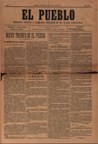 'El Pueblo : periódico político y literario, defensor de las clases jornaleras' - Año 5 Número 227 - 1897 julio 22