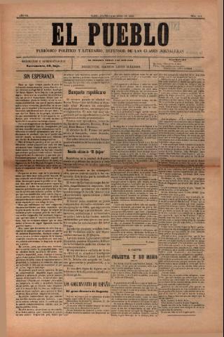 'El Pueblo : periódico político y literario, defensor de las clases jornaleras' - Año 7 Número 311 - 1899 junio 13