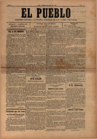 'El Pueblo : periódico político y literario, defensor de las clases jornaleras' - Año 7 Número 314 - 1899 julio 7