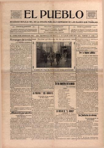 'El Pueblo : periódico político y literario, defensor de las clases jornaleras' - Año 1 Número 31 - 1916 agosto 19