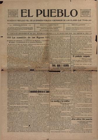 'El Pueblo : periódico político y literario, defensor de las clases jornaleras' - Año 1 Número 36 - 1916 septiembre 26