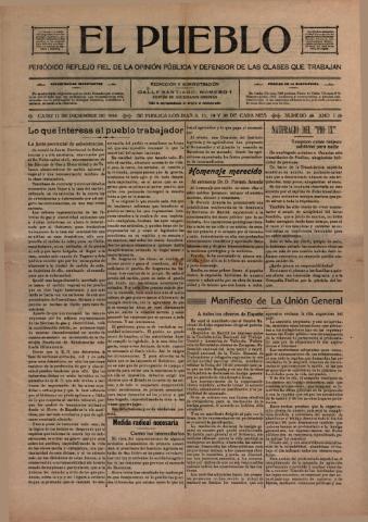 'El Pueblo : periódico político y literario, defensor de las clases jornaleras' - Año 1 Número 46 - 1916 diciembre 11
