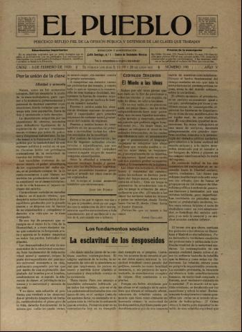 'El Pueblo : periódico político y literario, defensor de las clases jornaleras' - Año 5 Número 190 - 1920 febrero 3