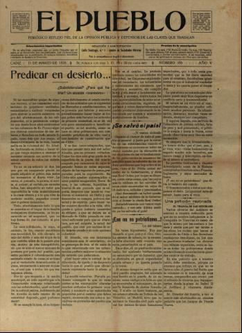 'El Pueblo : periódico político y literario, defensor de las clases jornaleras' - Año 5 Número 195 - 1920 marzo 11