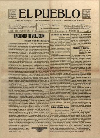 'El Pueblo : periódico político y literario, defensor de las clases jornaleras' - Año 5 Número 202 - 1920 mayo 3