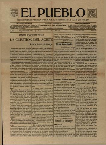 'El Pueblo : periódico político y literario, defensor de las clases jornaleras' - Año 5 Número 207 - 1920 junio 11